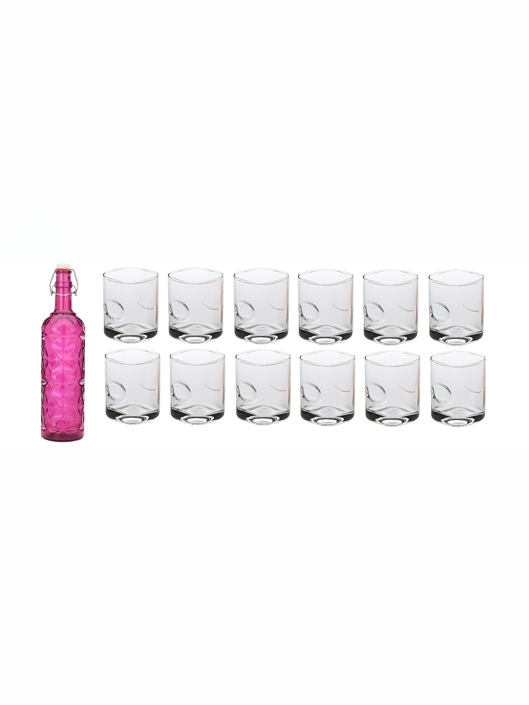 

Afast Pink & Transparent 12 Pieces Glasses With Water Bottle