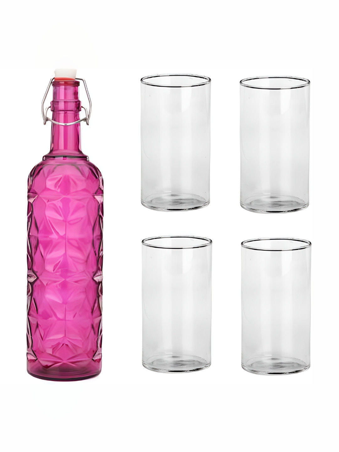 

Afast Pink & Transparent 5 Pieces Glasses With Water Bottle