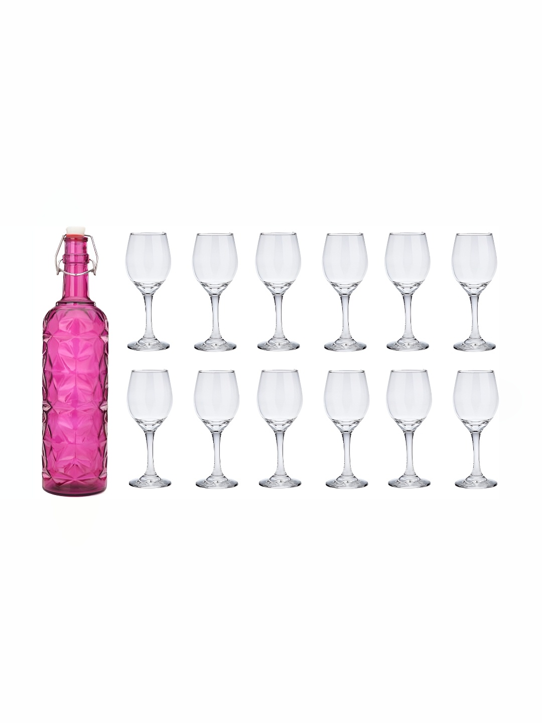 

Afast Pink & Transparent 12 Pieces Glasses With 1 Water Bottle