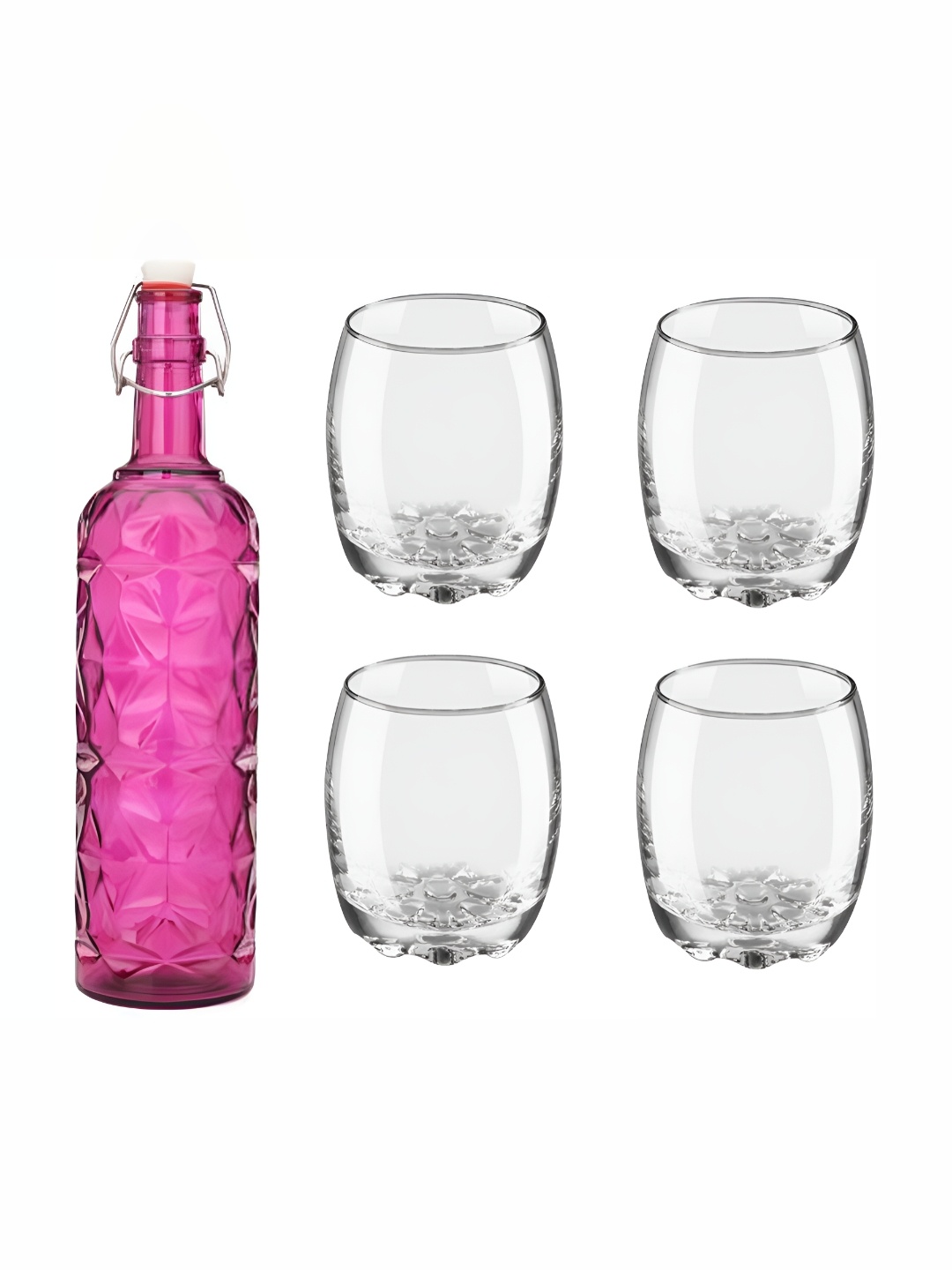 

Afast Pink & Transparent 5 Pieces Glasses With 1 Water Bottle