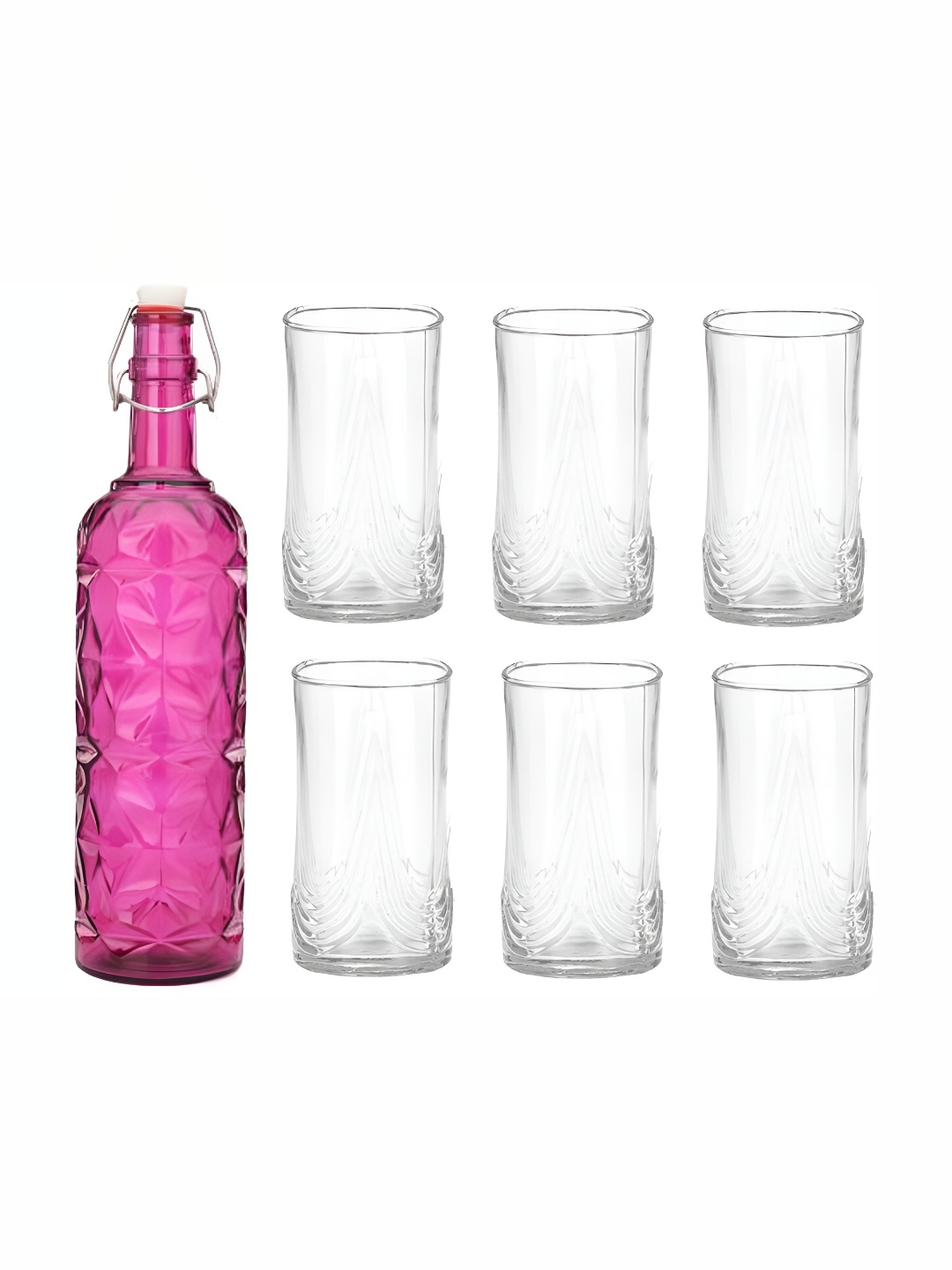 

Afast Pink & Transparent 7 Pcs Glasses With 1 Water Bottle