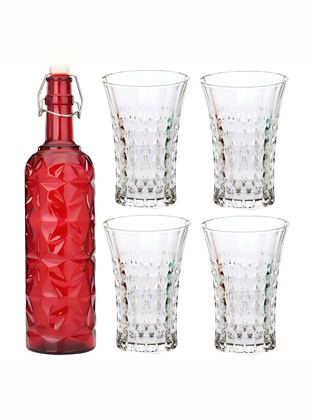 

Afast Red & Transparent 5 Pcs Bottle And Glass Set