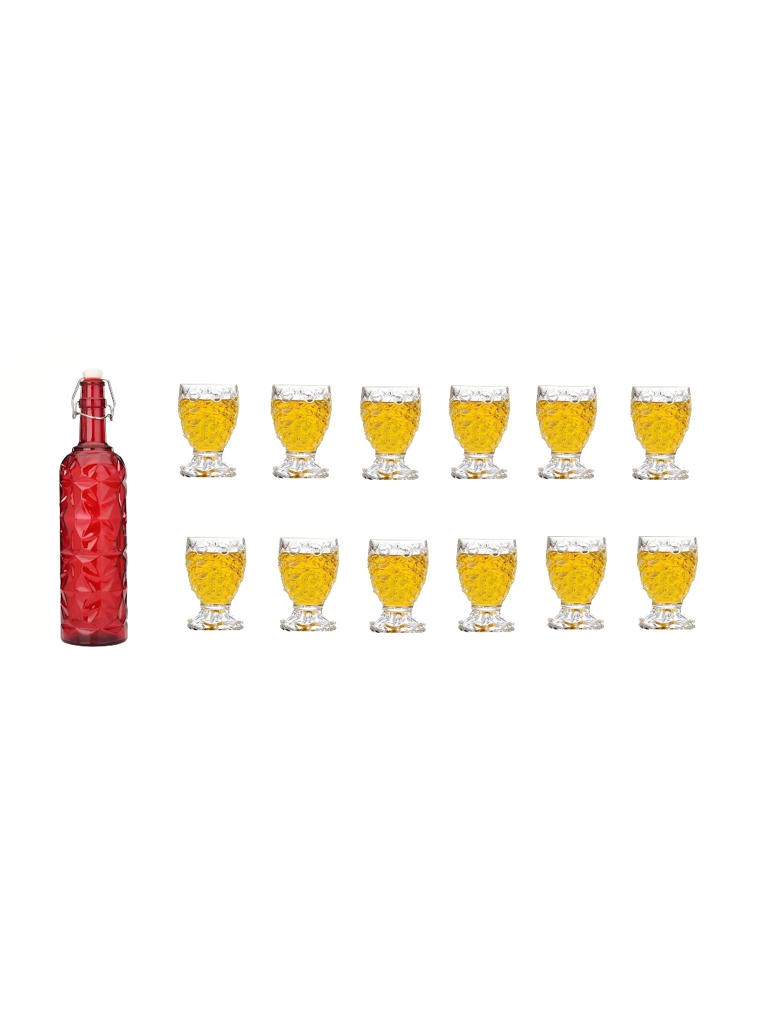 

Afast 12 Pieces Red & Transparent Glasses With 1 Water Bottle