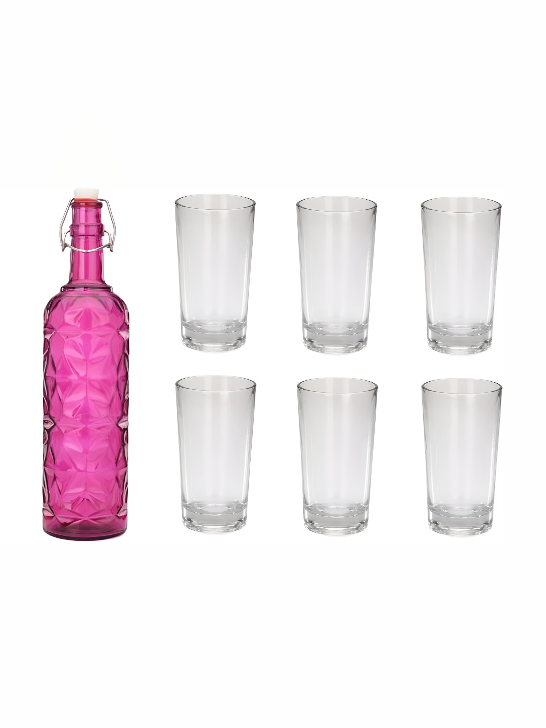 

Afast 7 Pieces Pink & Transparent Glasses With 1 Water Bottle