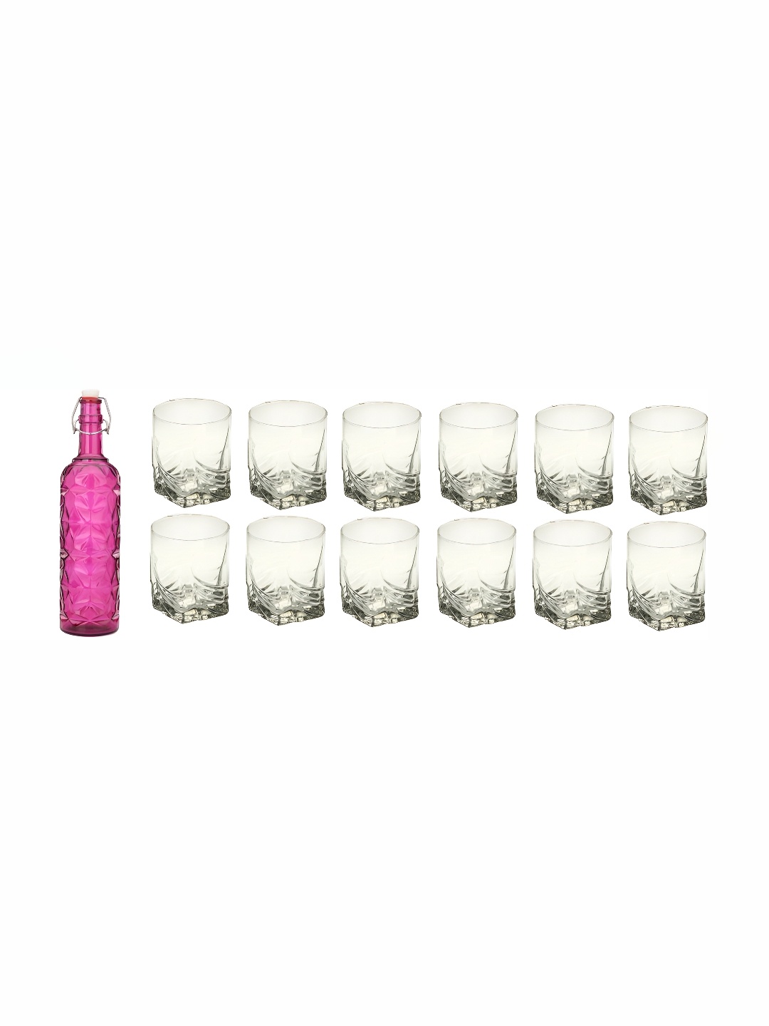 

Afast 12 Pieces Pink & Transparent Glasses With 1 Water Bottle