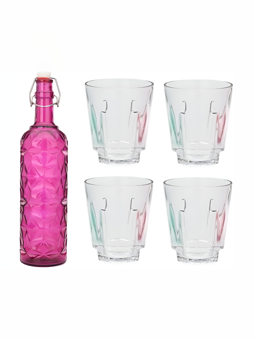 

Afast 5 Pieces Pink & Transparent 5 Pieces Glasses With Water Bottle Set