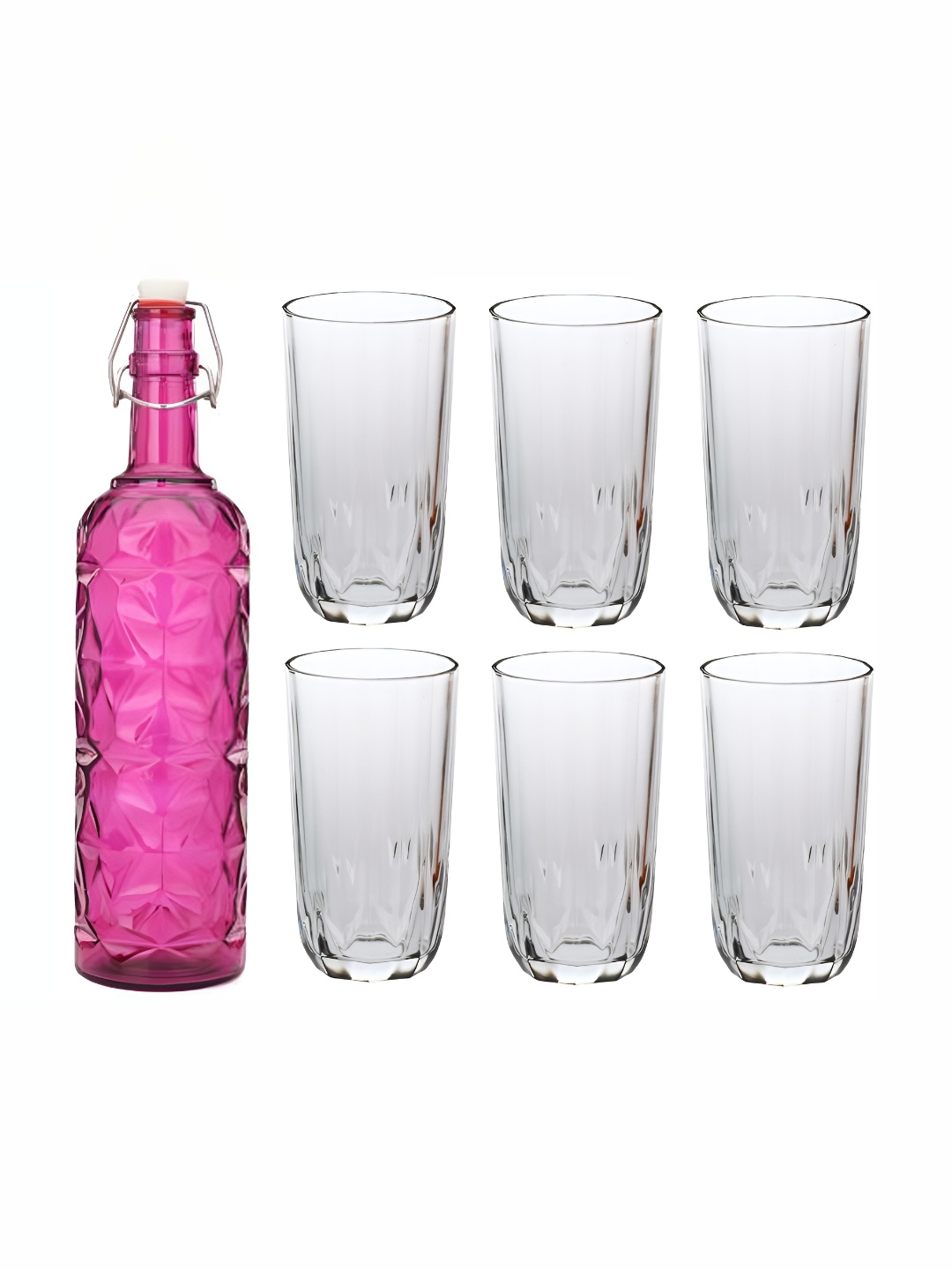 

Afast 7 Pieces Pink & Transparent Glasses With Water Bottle Set