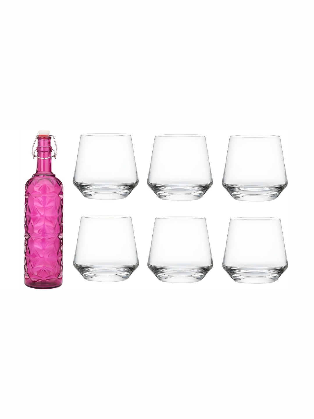 

Afast Pink & Transparent 7 Pieces Glasses With Water Bottle Set