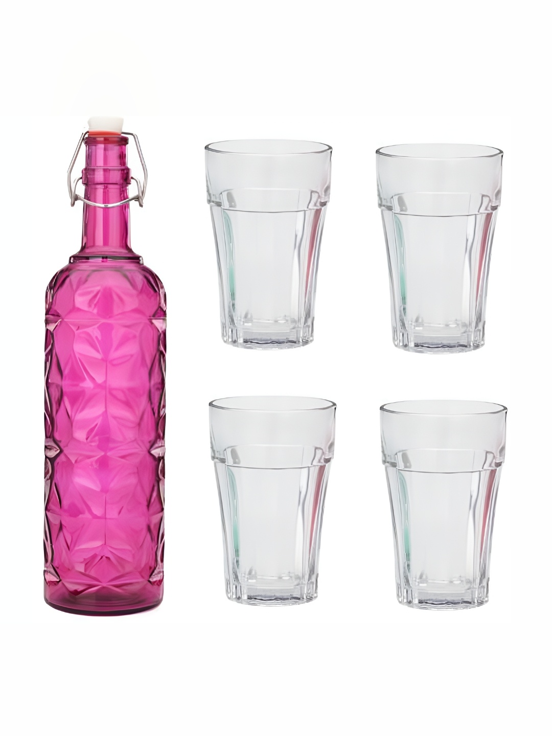 

Afast 5 Pieces Pink & Transparent Glasses With 1 Water Bottle