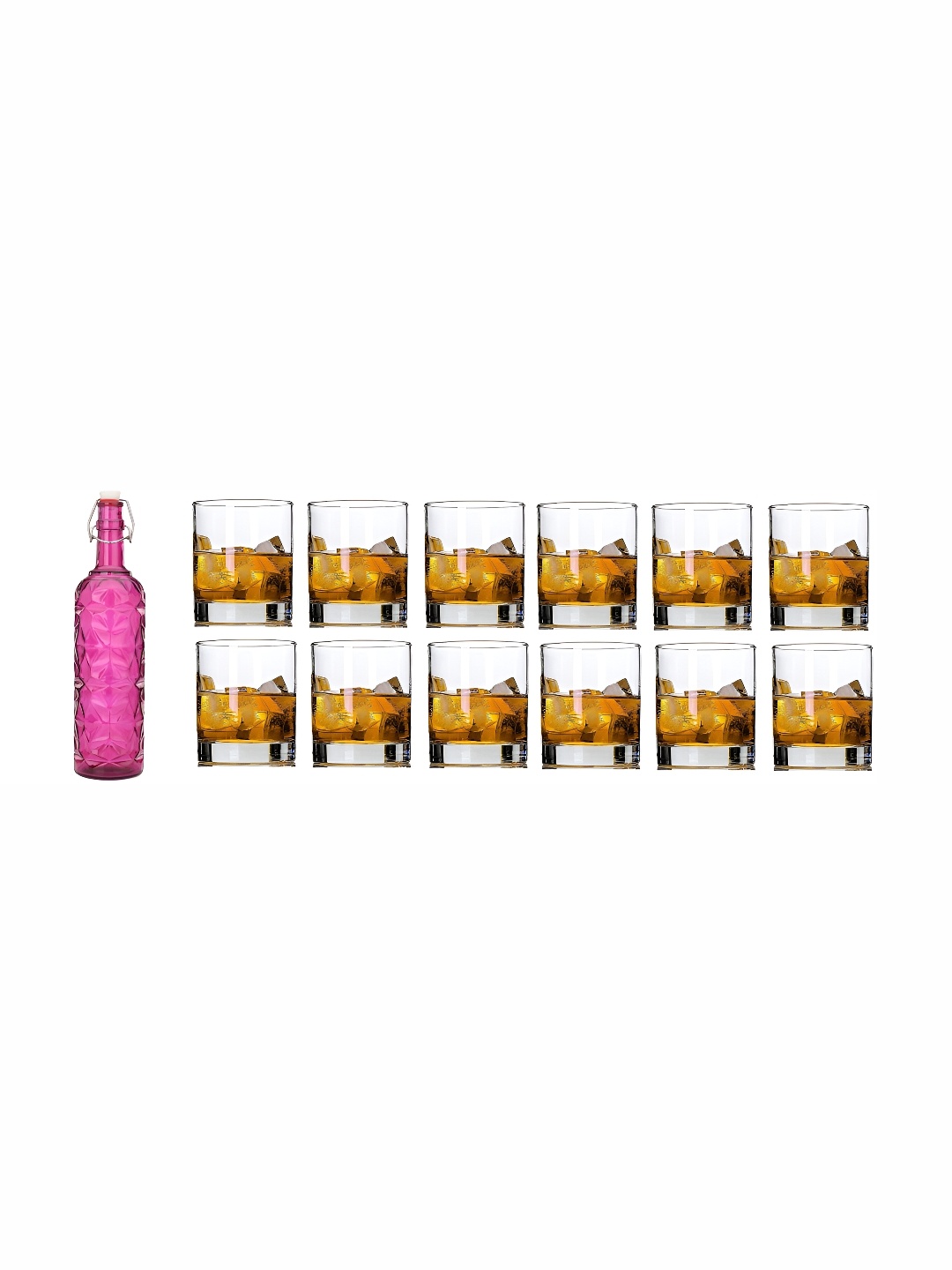 

Afast 12 Pieces Pink & Transparent Whiskey Glasses With 1 Water Bottle