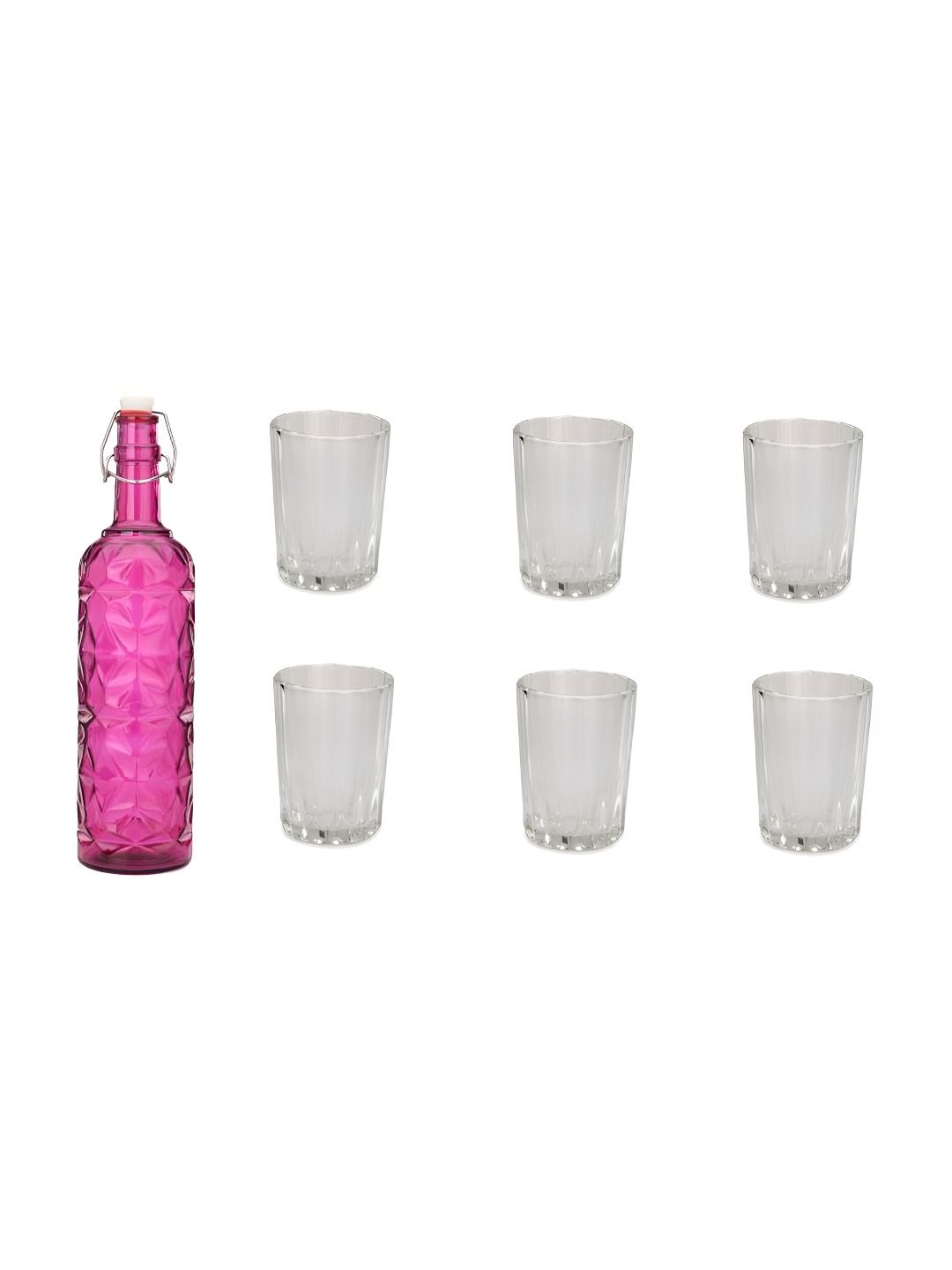 

Afast 7 Pieces Pink & Transparent Glasses with Water Bottle