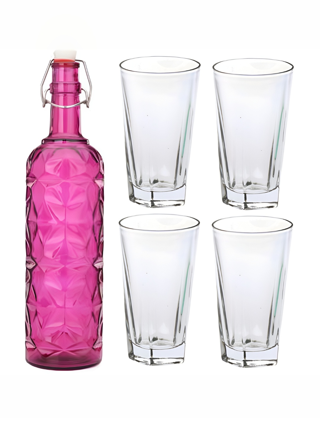 

Afast Pink & Transparent 5 Pieces Water Bottle & Glass Set