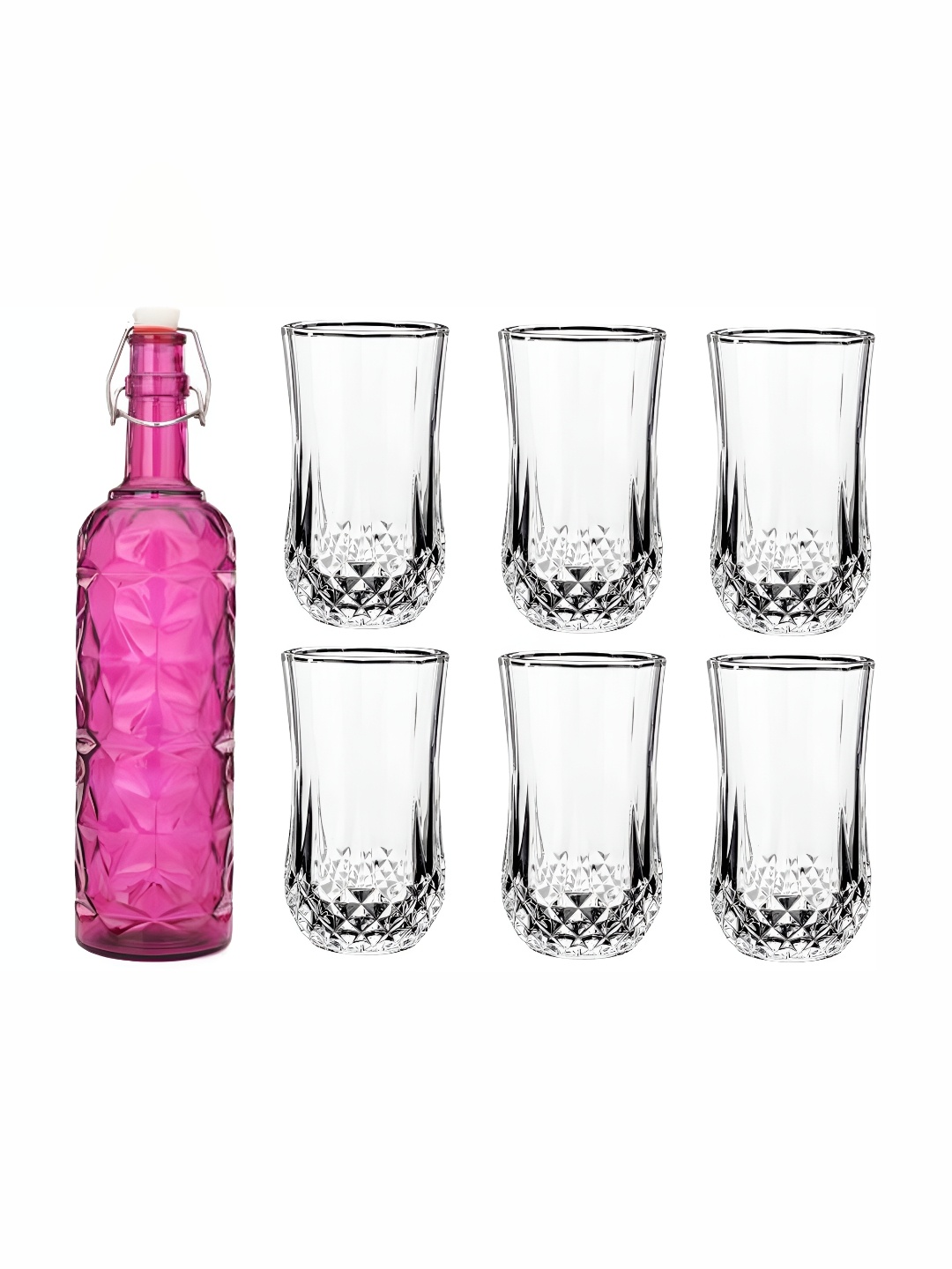

Afast Pink & Transparent 7 Pieces Water Bottle & Glass Set