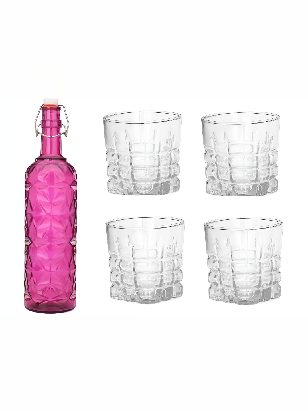 

Afast Pink & Transparent 5 Pieces Water Bottle & Glass Set