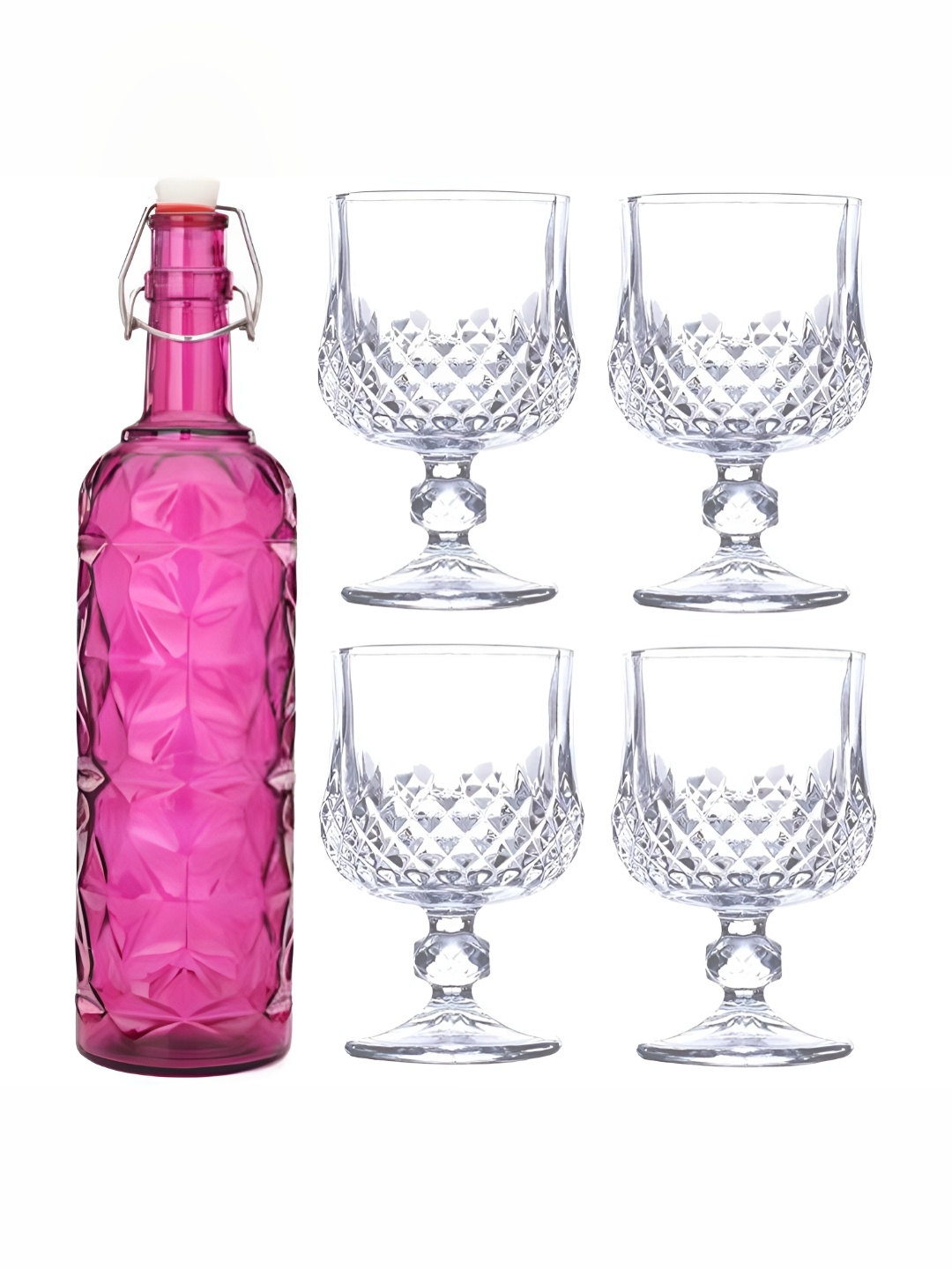 

Afast Pink & Transparent 5 Pieces Water Bottle & Glass Set