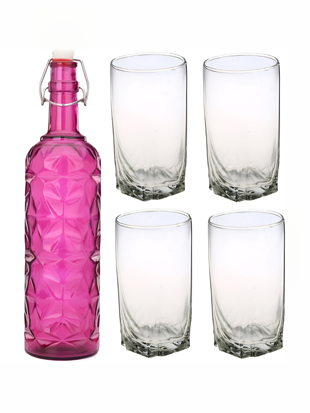 

Afast Pink & Transparent 5 Pieces Water Bottle & Glass Set