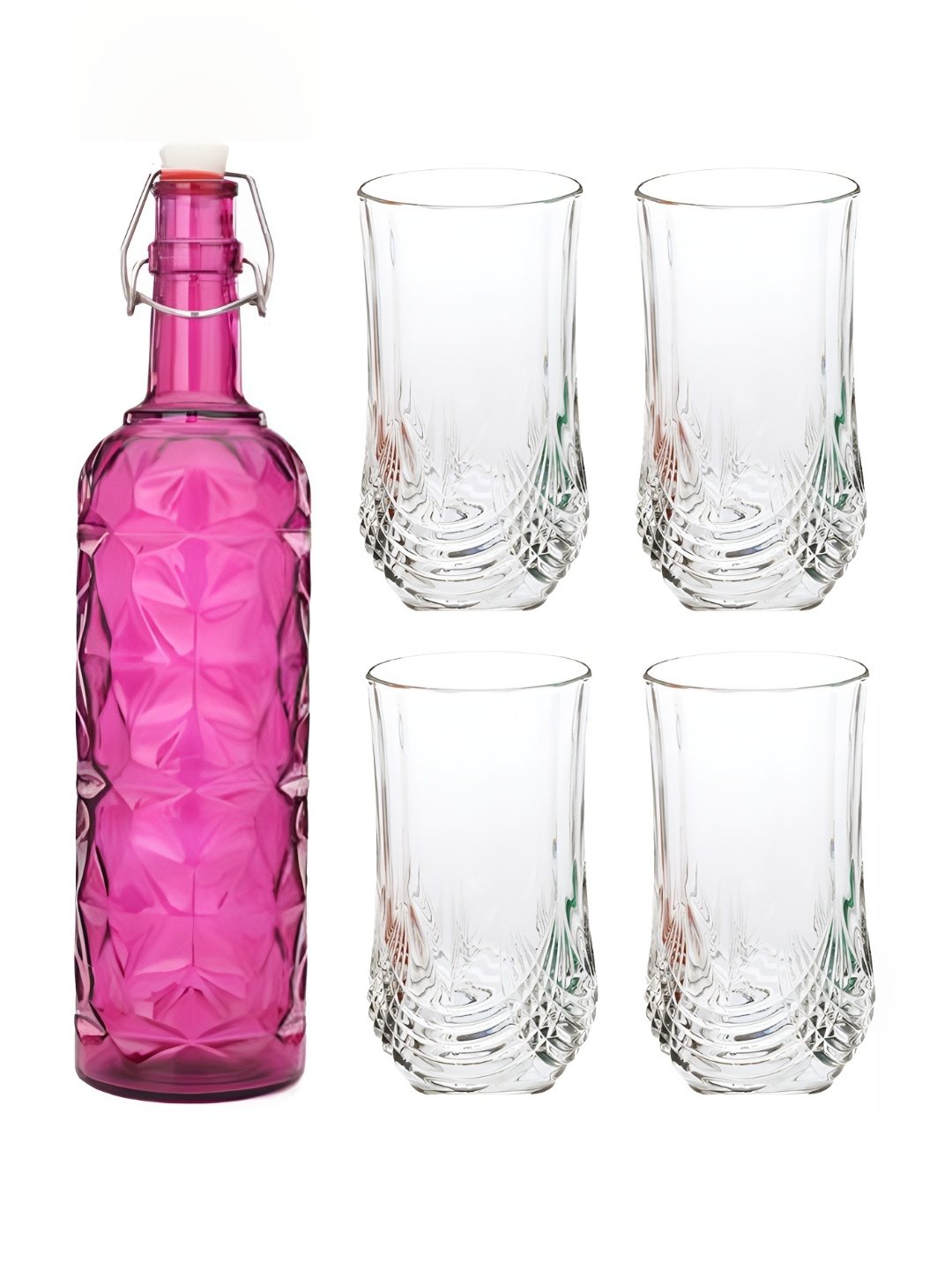 

Afast Pink & Transparent 5 Pieces Water Bottle & Glass Set