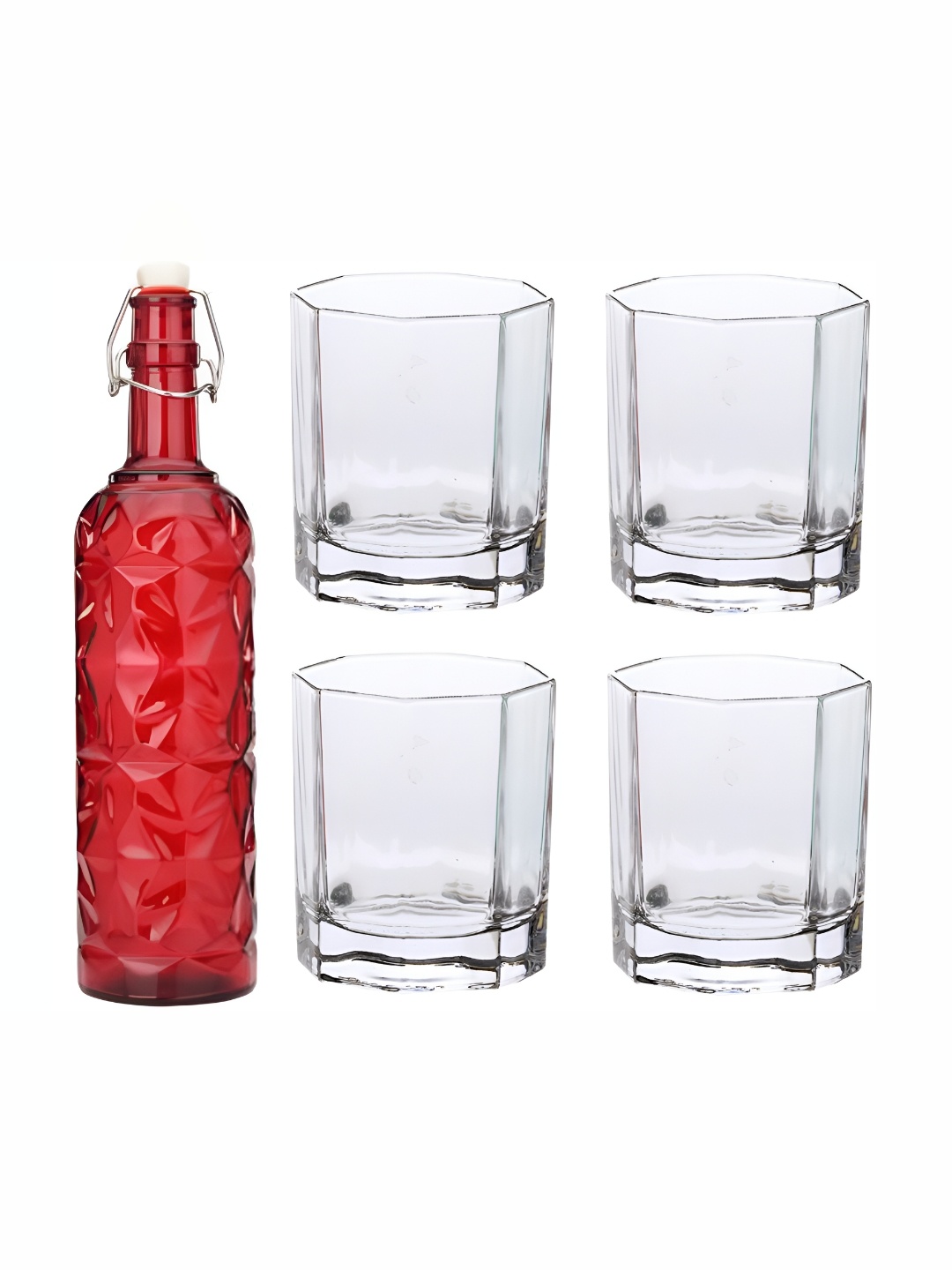 

Afast Red & Transparent 5 Pieces Water Bottle & Glass Set