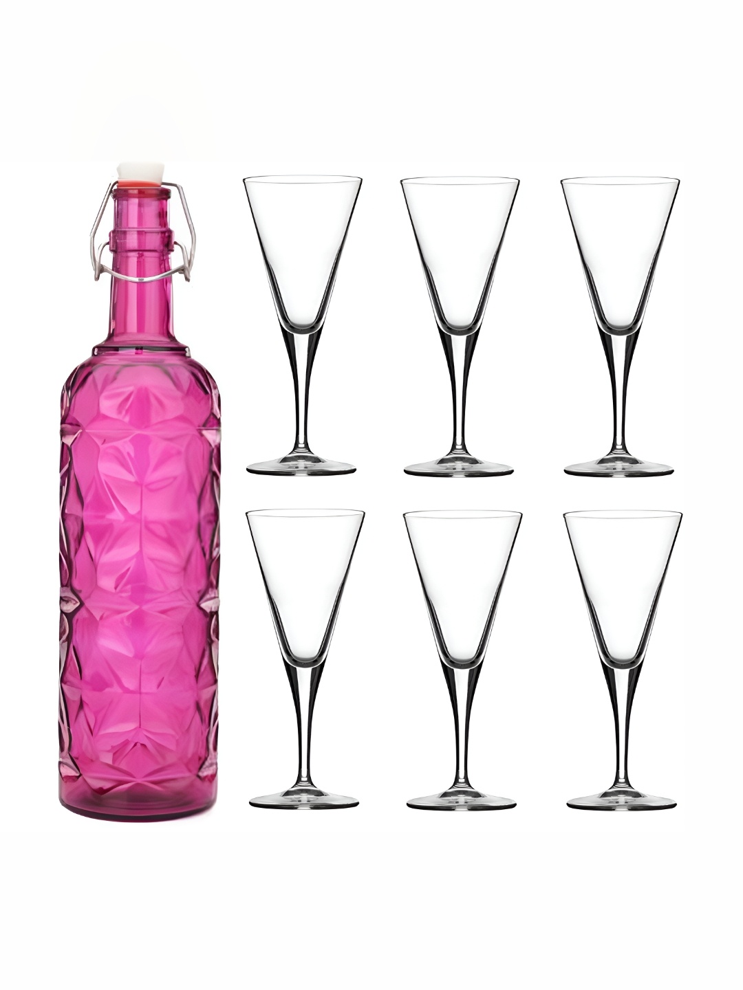 

Afast Pink & Transparent 7-Pcs Glass Glasses With Water Bottle Set