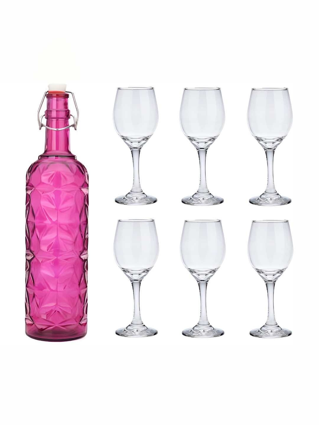 

Afast Pink & Transparent 7 Pieces Water Bottle & Glass Set