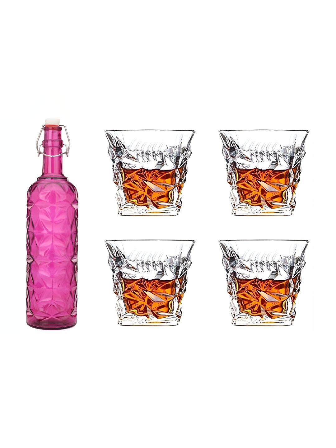 

Afast Pink & Transparent 5 Pieces Water Bottle & Glass Set