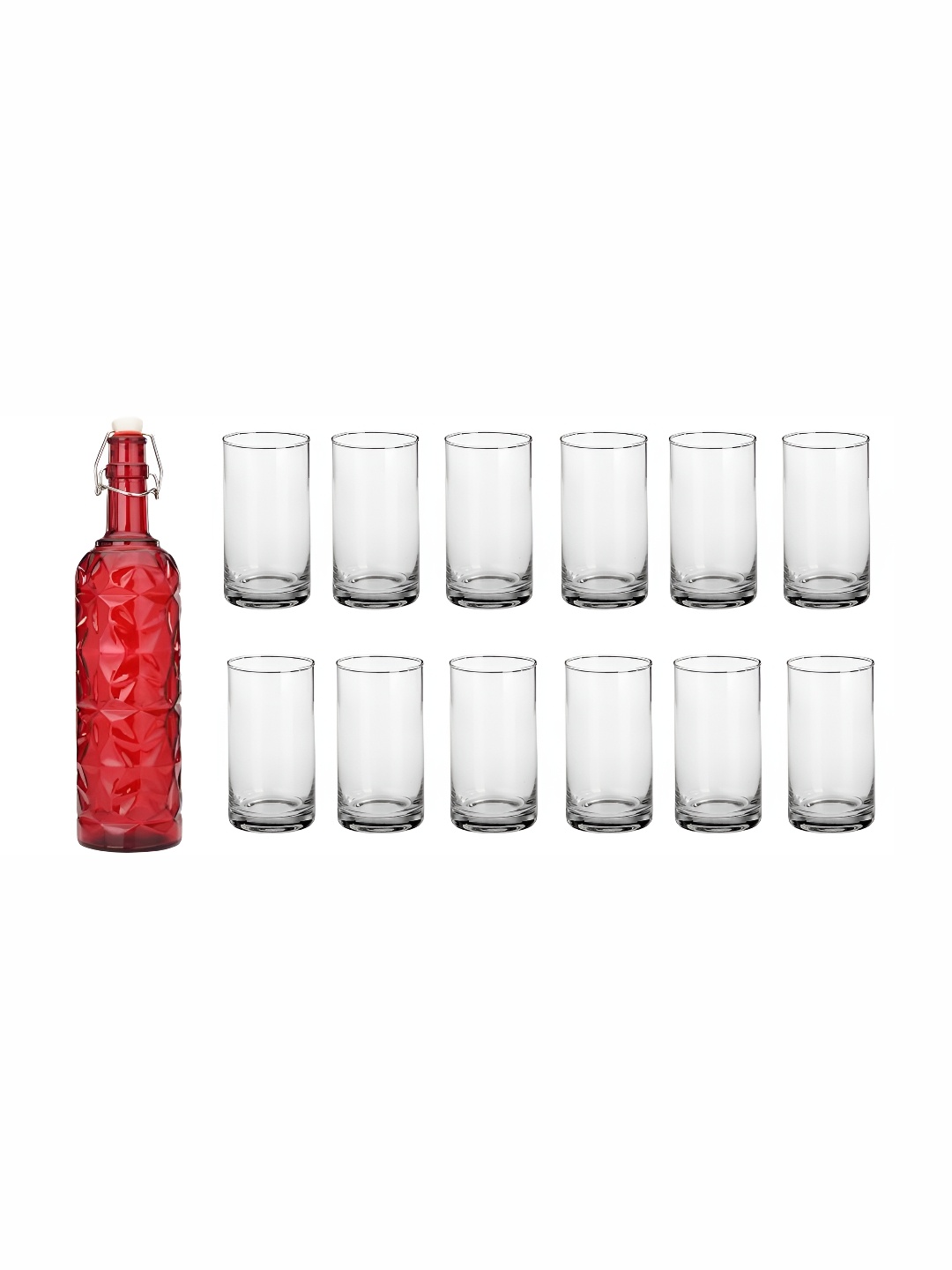 

Afast Red & Transparent 13 Pieces Glasses With Water Bottle