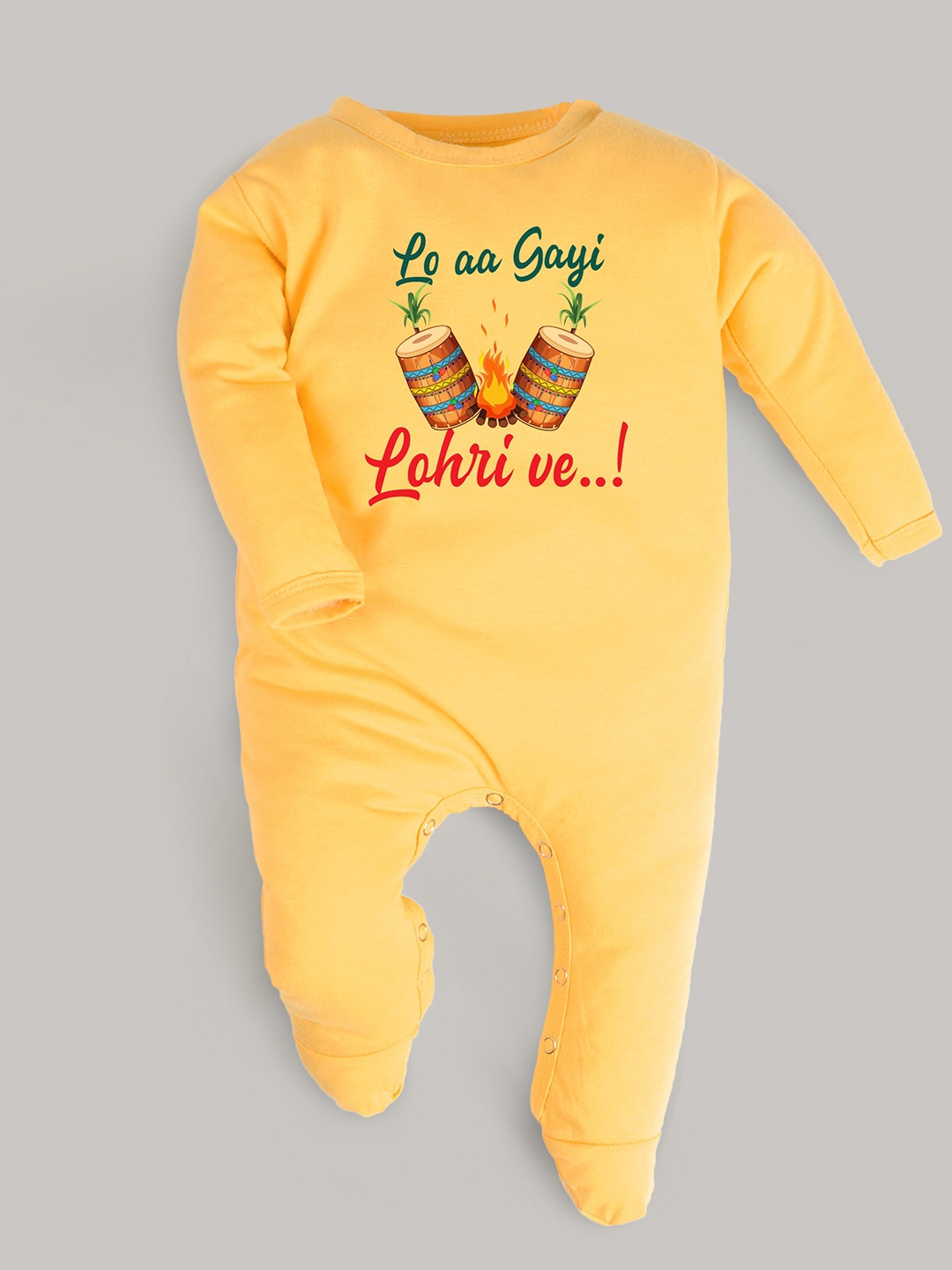

FFLIRTYGO Infants Printed Pure Cotton Sleepsuit, Yellow