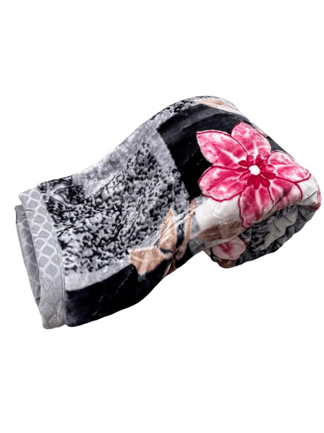 

Signature Platinum Black & Pink Floral Heavy Winter Single Bed Mink Blanket