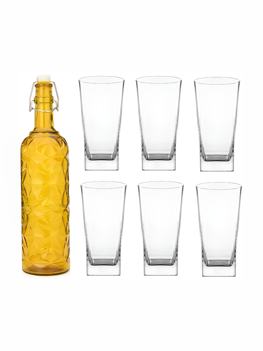 

Afast Yellow & Transparent 7 Pieces Glasses With Water Bottle Set