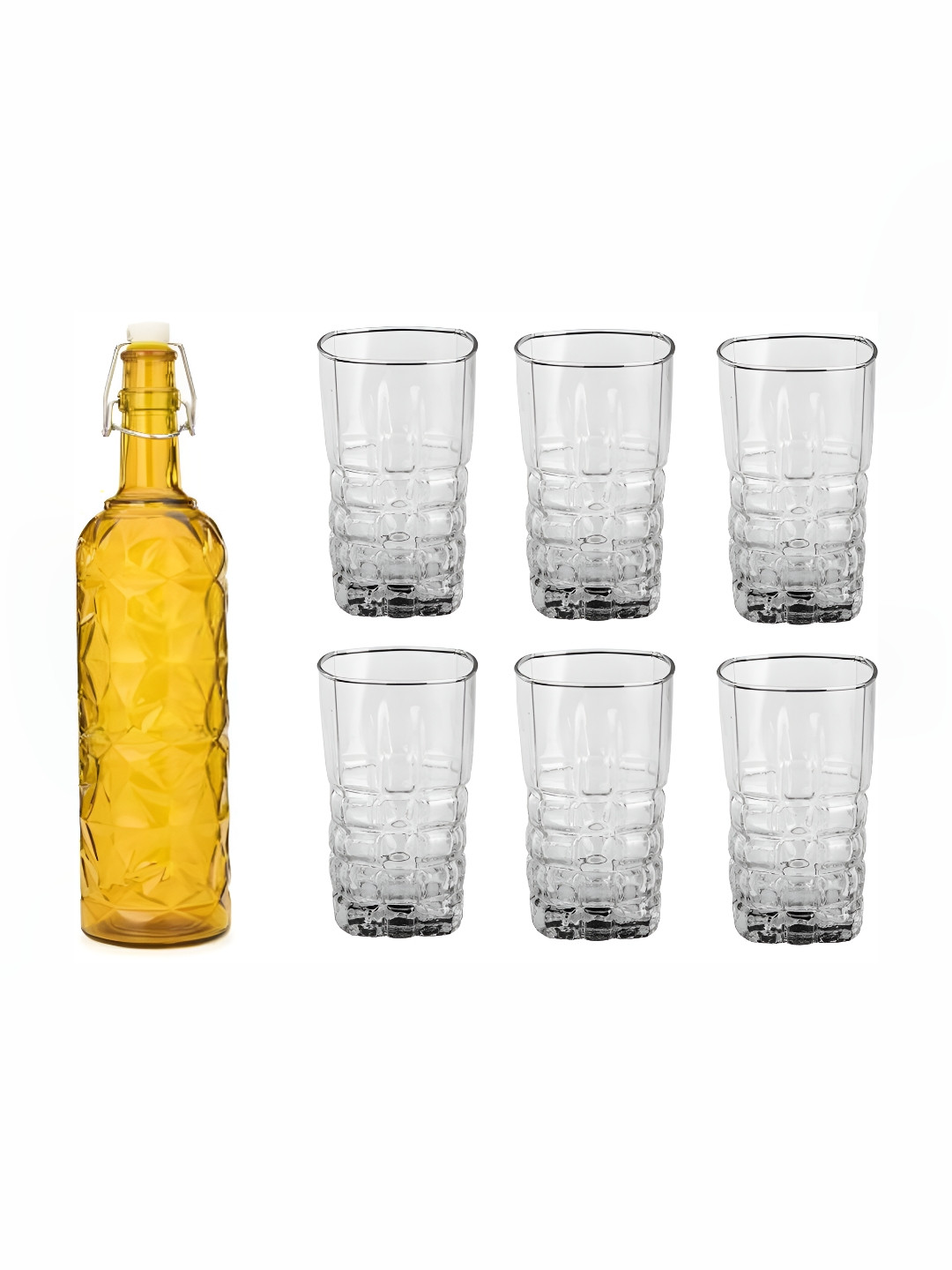 

Afast 6 Pieces Yellow & Transparent 7 Pcs Water Bottle & Glasses