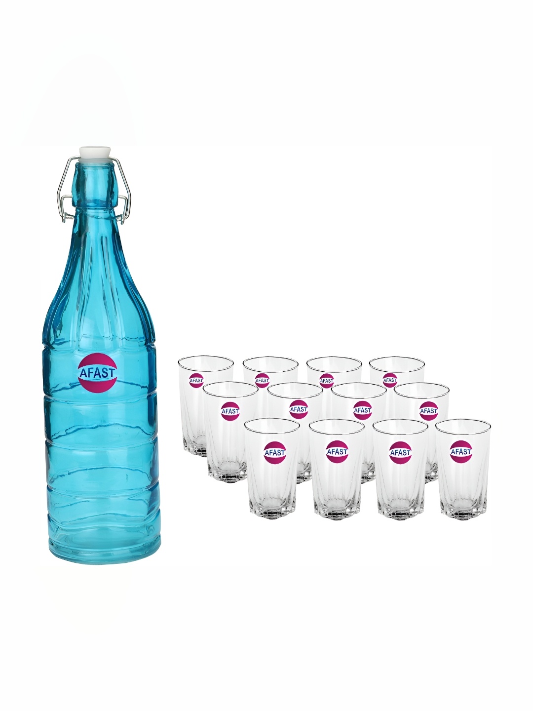 

Afast Blue & Transparent 13 Pieces Glasses With Water Bottle Set