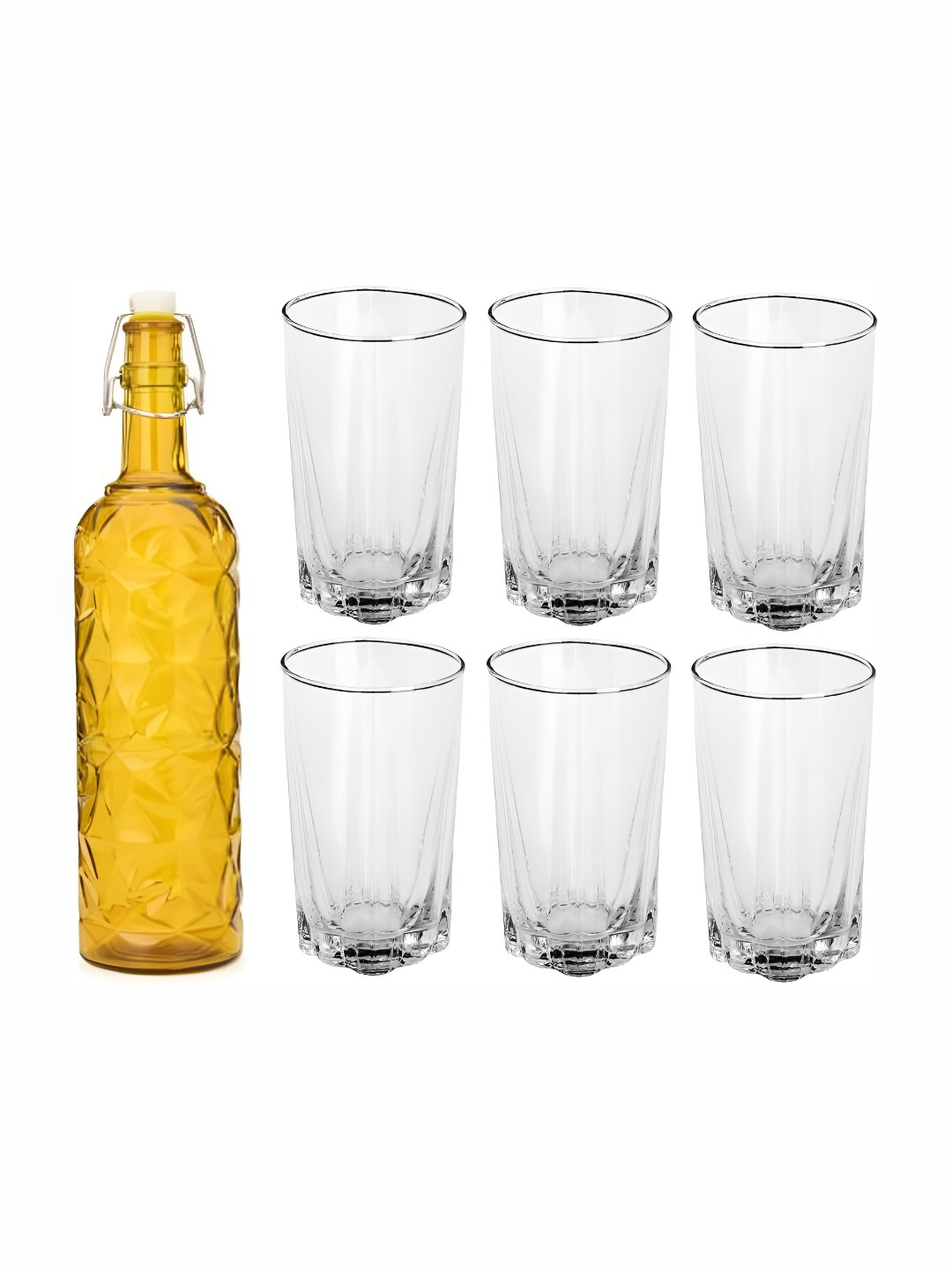 

Afast Yellow & Transparent 7 Pieces Glasses With Water Bottle Set