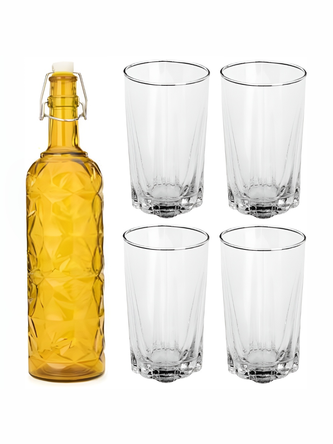 

Afast Yellow & Transparent 5 Pieces Glasses With Water Bottle Set