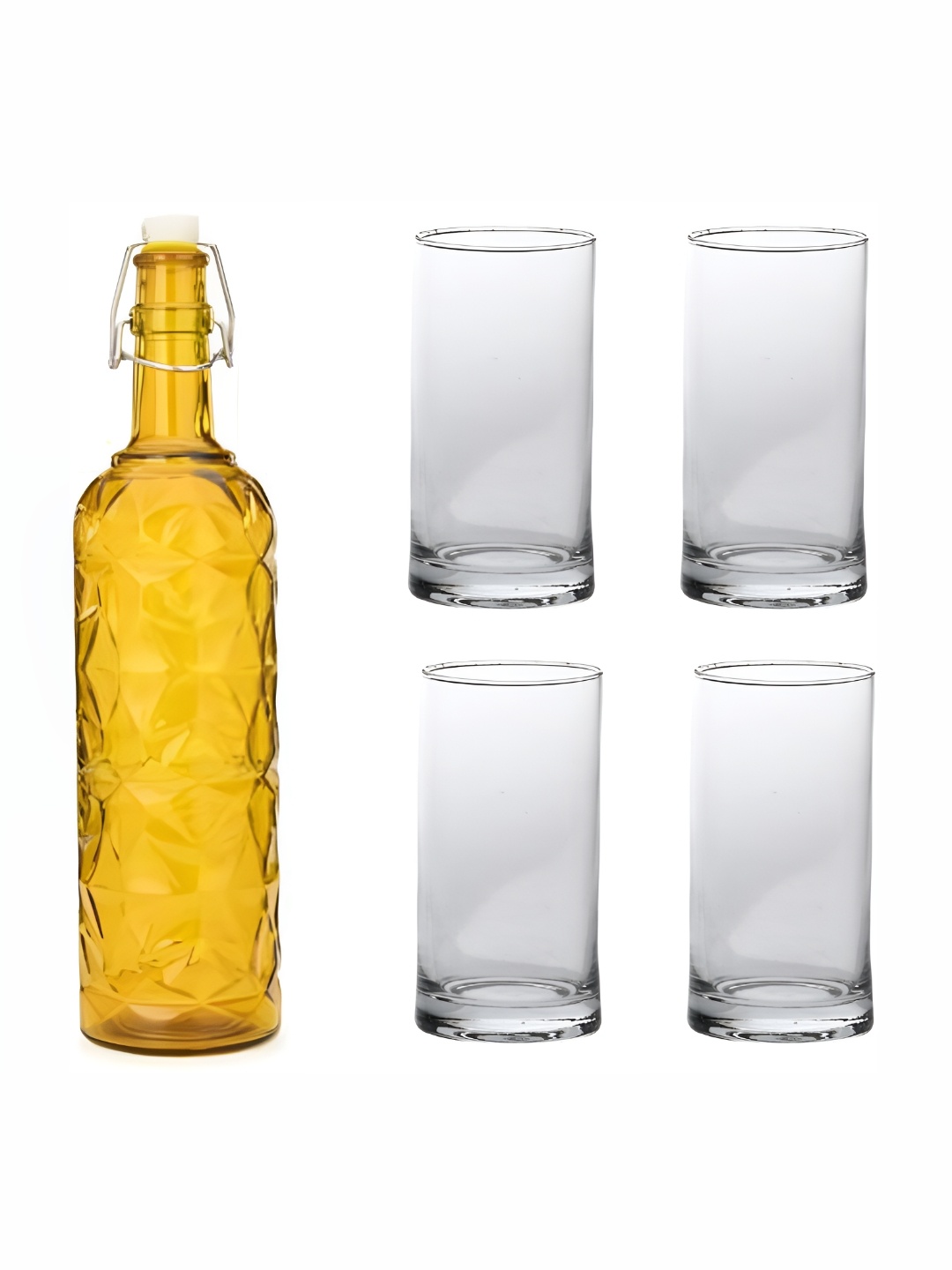 

Afast Yellow & Transparent 5 Pieces Glasses With Water Bottle Set