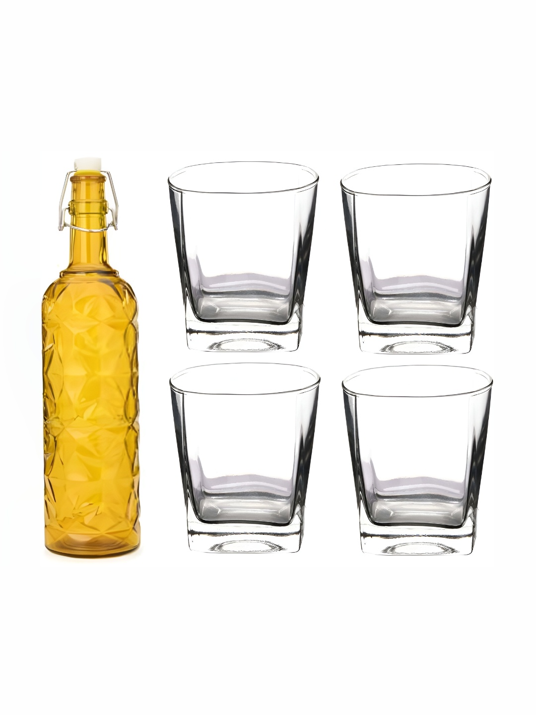 

Afast 5 Pieces Yellow & Transparent 5 Pieces Glasses With Water Bottle Set