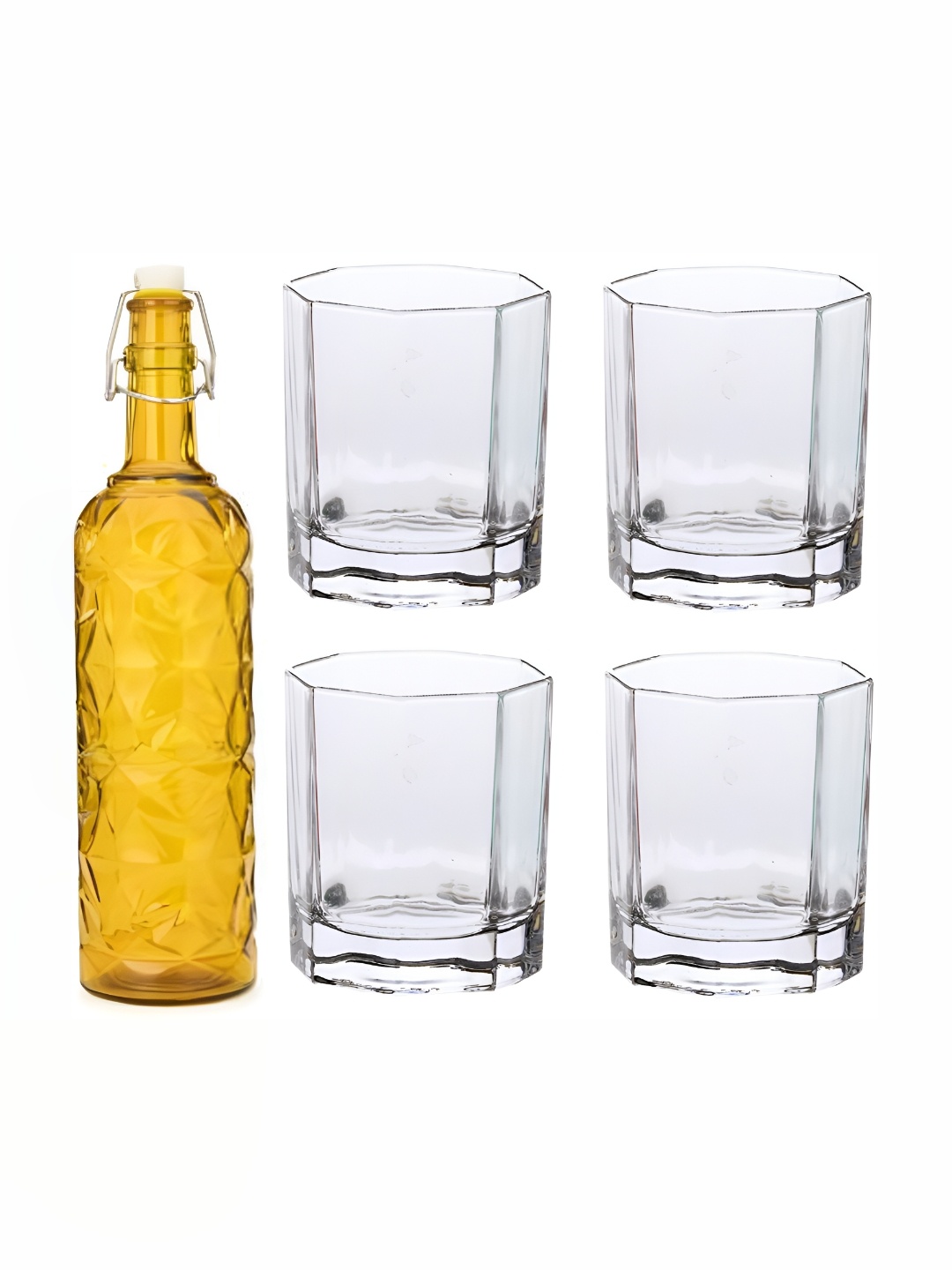 

Afast Yellow & Transparent 5 Pieces Glasses With Water Bottle Set