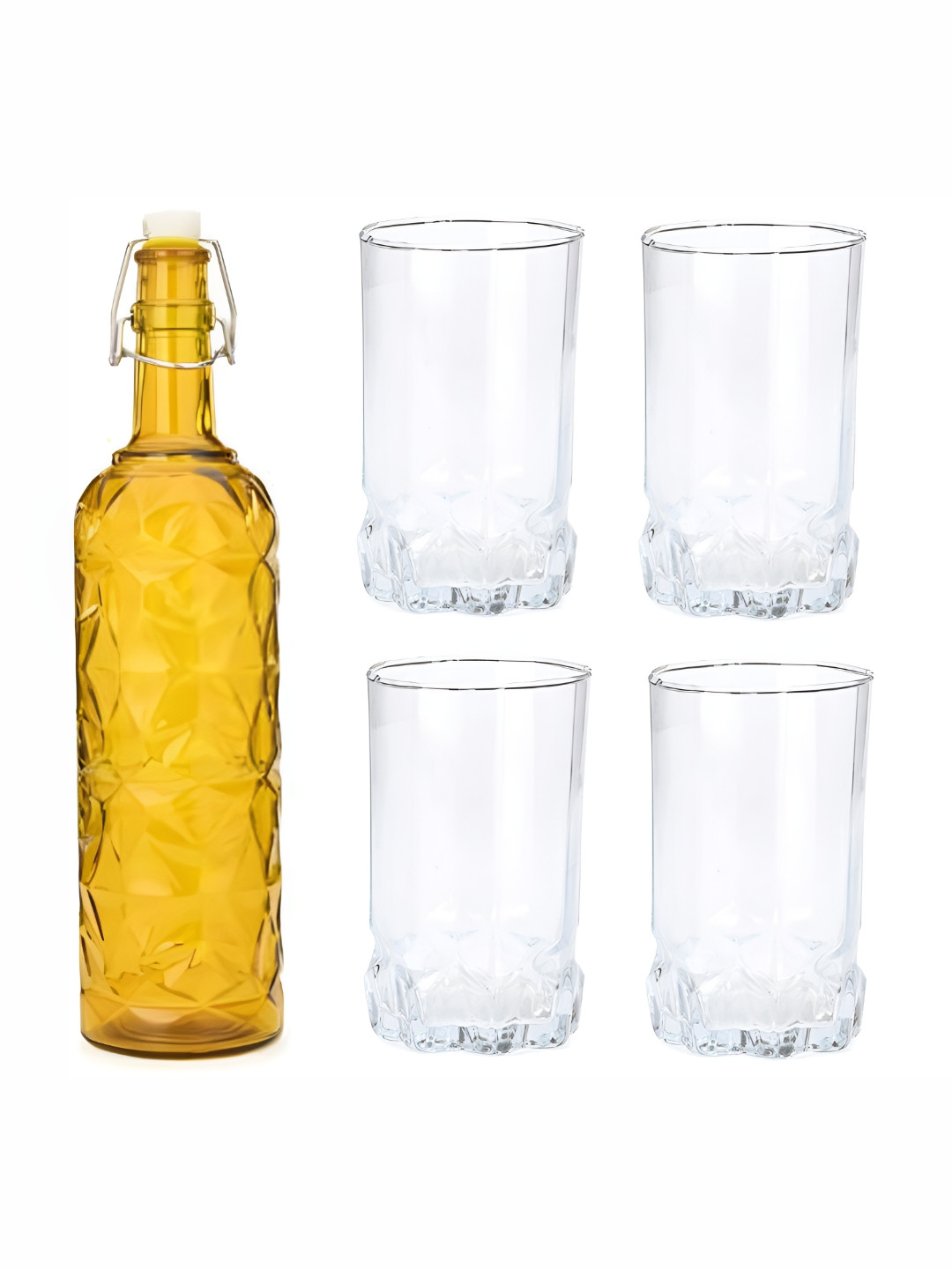 

Afast Yellow & Transparent 5 Pieces Glasses With Water Bottle Set