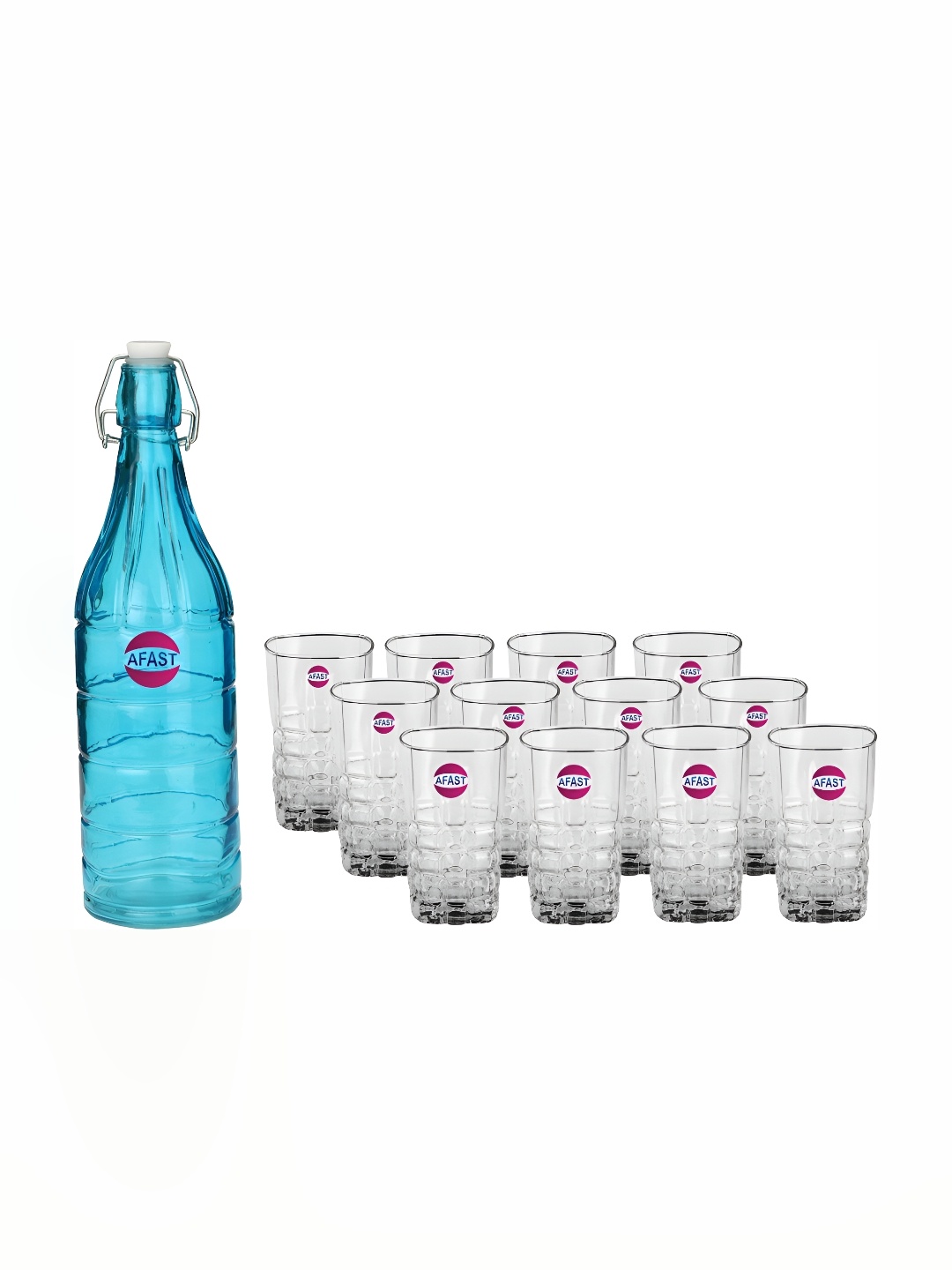 

Afast Blue & Transparent 13 Pieces Glasses With Water Bottle & Glass Set