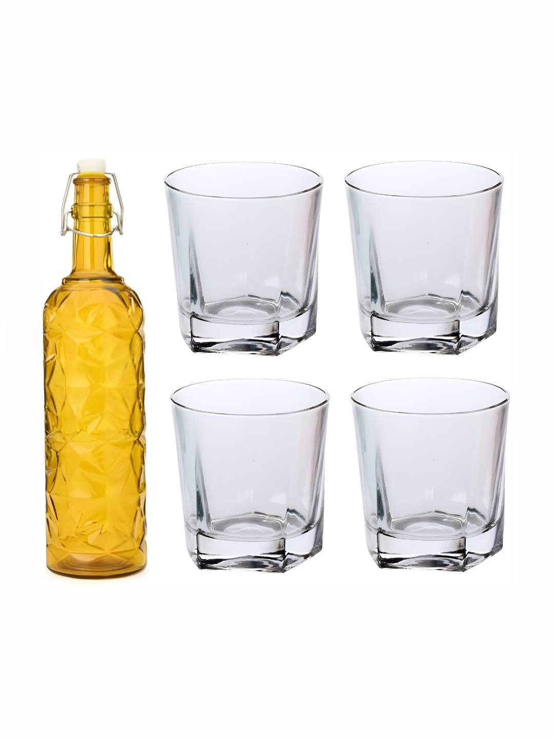

Afast Yellow & Transparent 5 Pieces Bottle And Glass Set