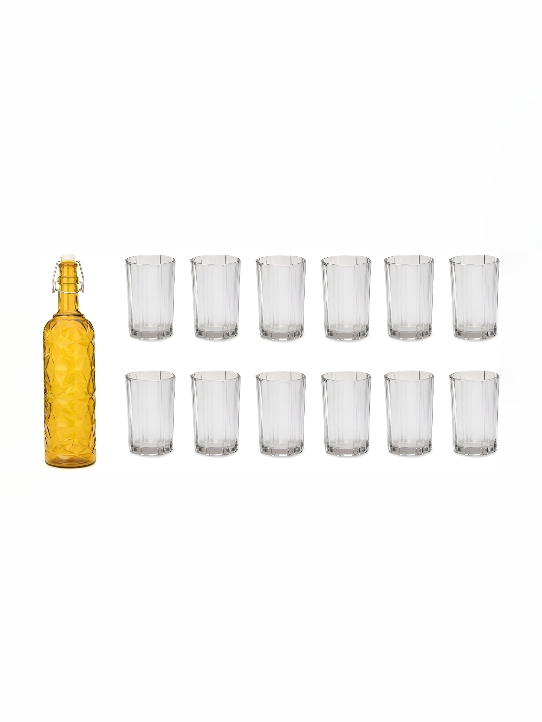 

Afast Yellow & Transparent 13 Pieces Water Or Juice Glasses & Bottle