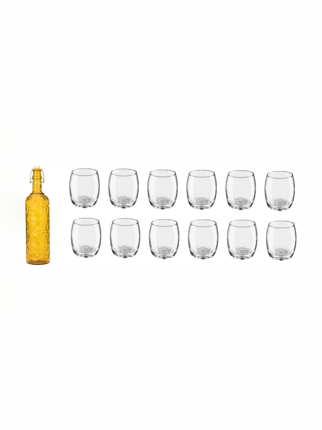 

Afast Yellow & Transparent 13 Pieces Glasses With Water Bottle Set