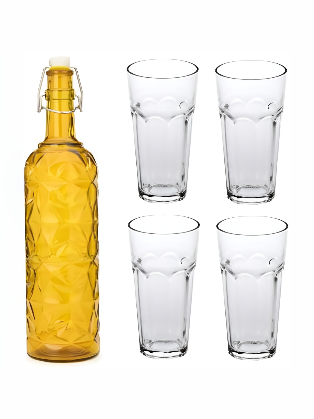 

Afast Yellow & Transparent 5 Pieces Glasses With Water Bottle Set