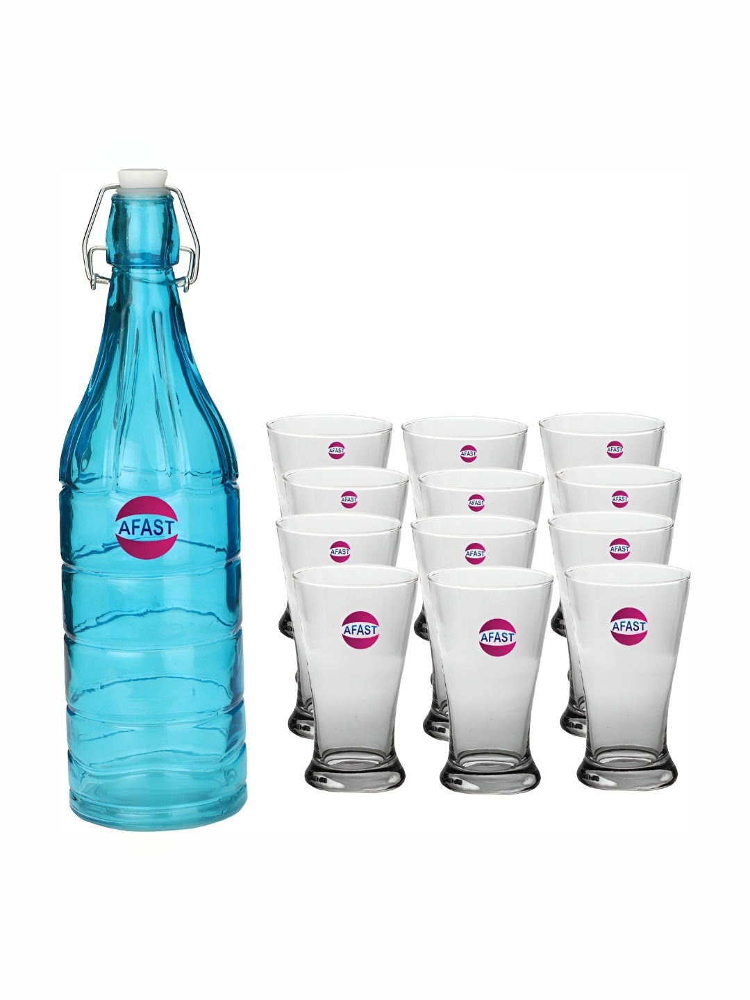

Afast 13 Pieces Blue & Transparent Glasses With Water Bottle Set
