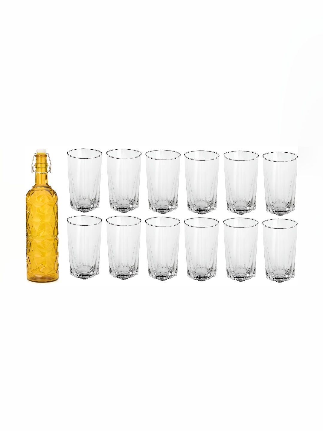 

Afast Yellow & Transparent 13 Pieces Glasses With Water Bottle Set