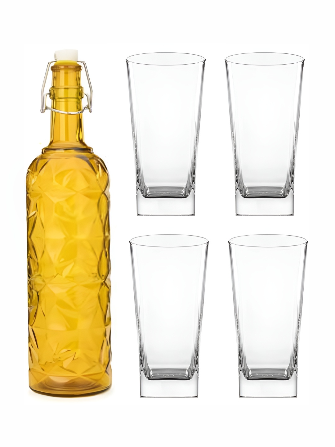 

Afast Yellow & Transparent 5 Pcs Glasses With Water Bottle