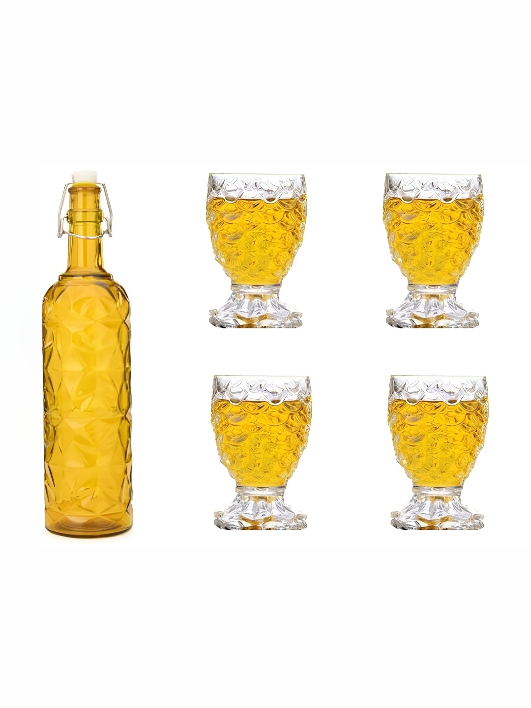 

Afast Yellow & Transparent 5 Pieces Whisky Glasses & Bottle