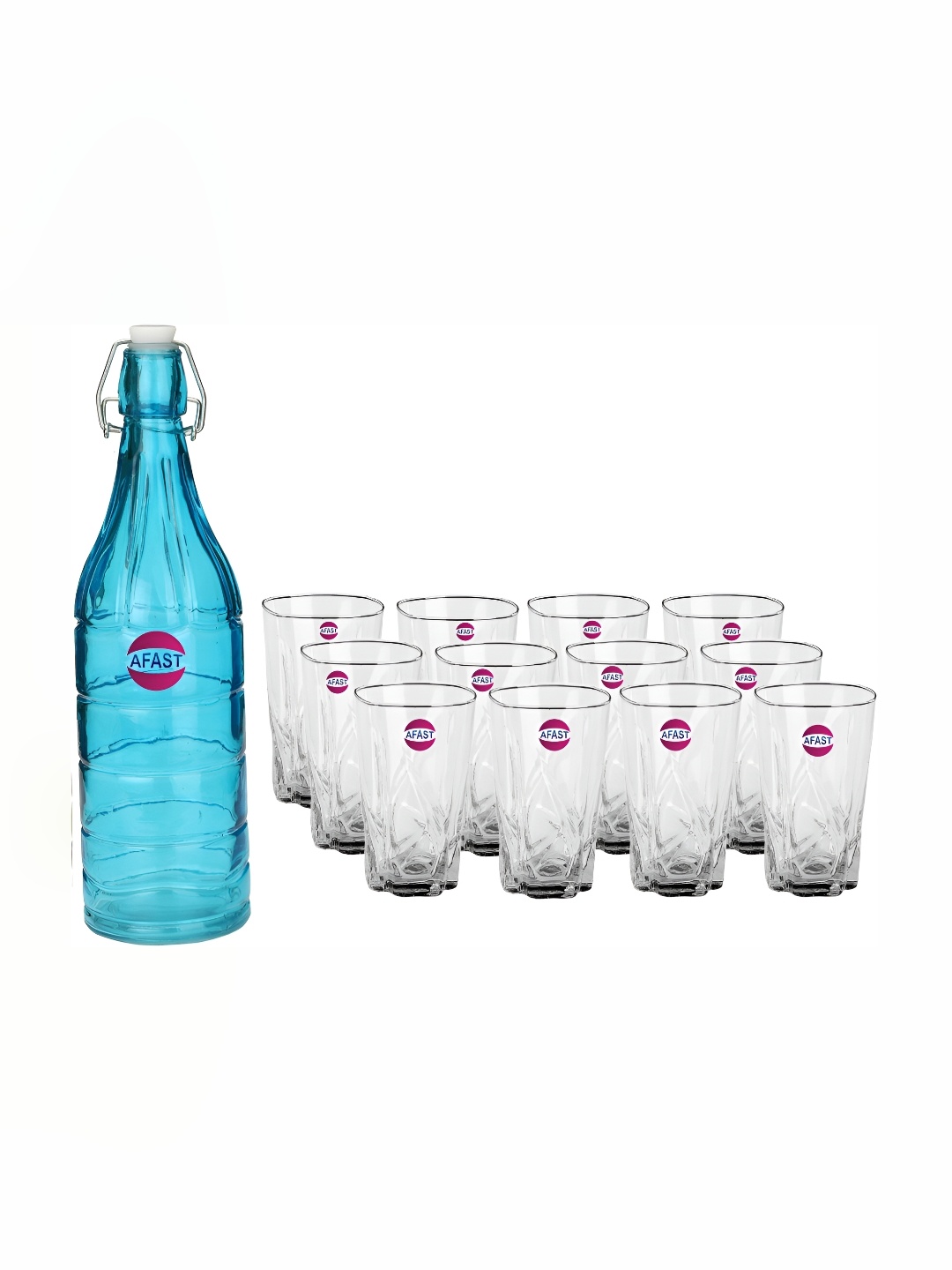 

Afast Blue & Transparent 13 Pieces Glasses With Water Bottle Set