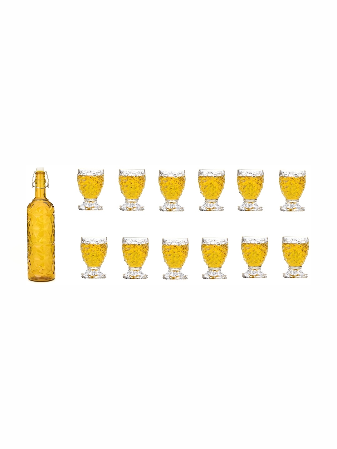 

Afast Yellow & Transparent 13 Pieces Whisky Glasses & Bottle