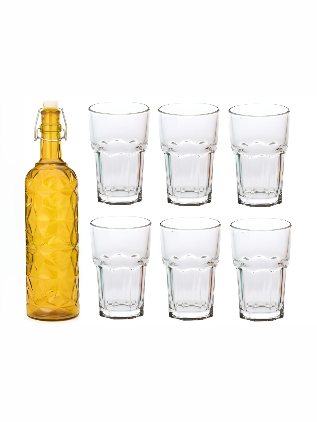 

Afast Yellow & Transparent 7 Pieces Glasses With Water Bottle Set