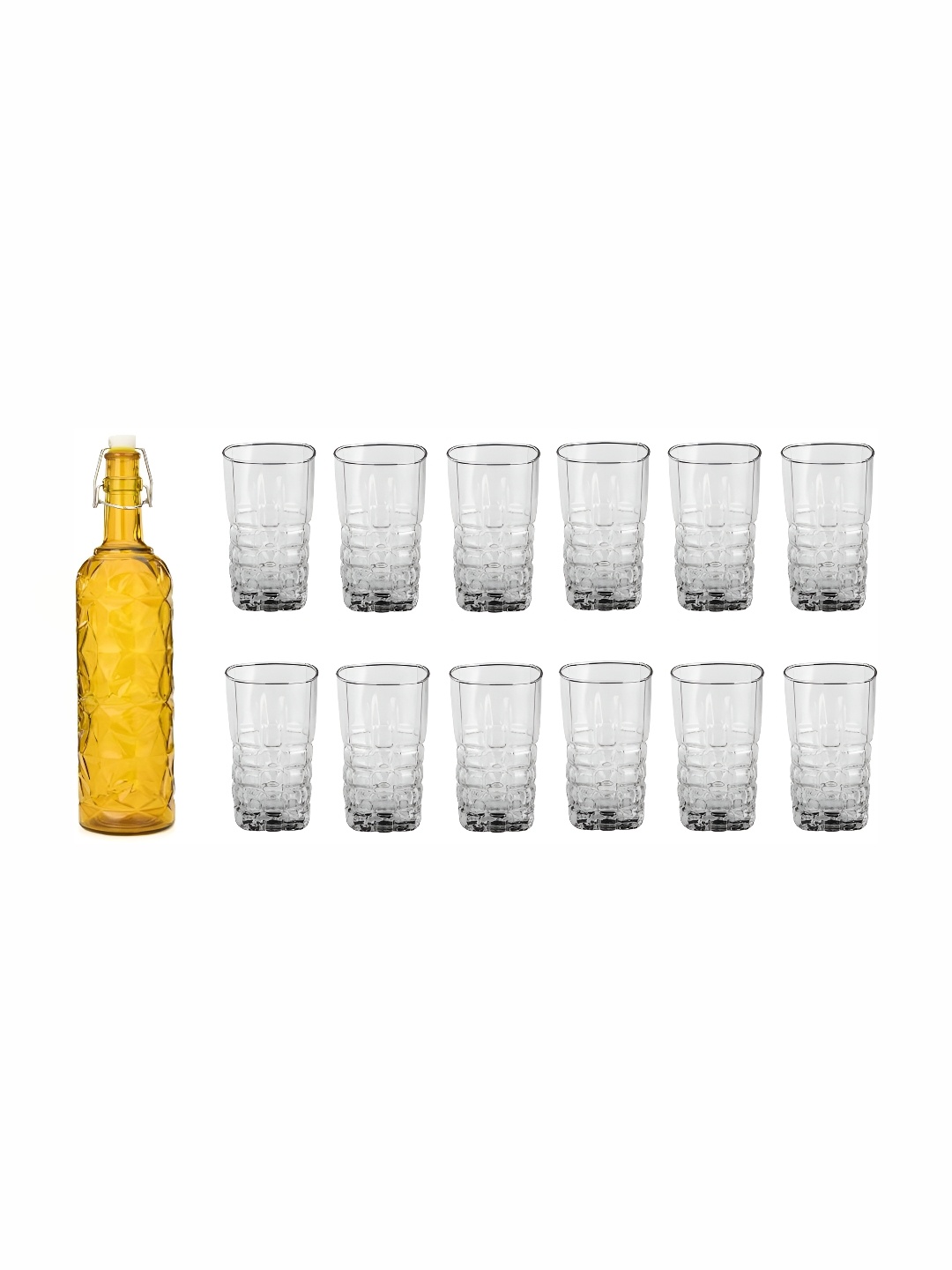 

Afast Yellow & Transparent 13-Pcs Glass Glasses With Water Bottle Set